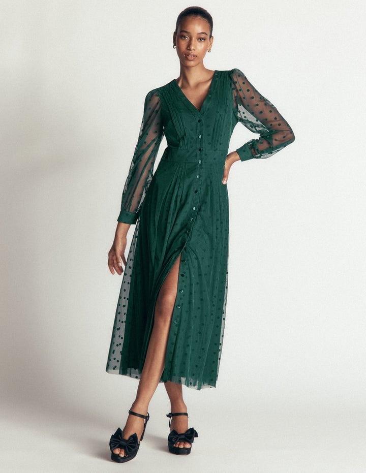Black embellished dress with deep V-neck — Gowns Dresses