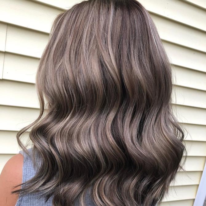 Mid-Back Thick Wavy Hair With Ash Blonde Blend — Gray Blending