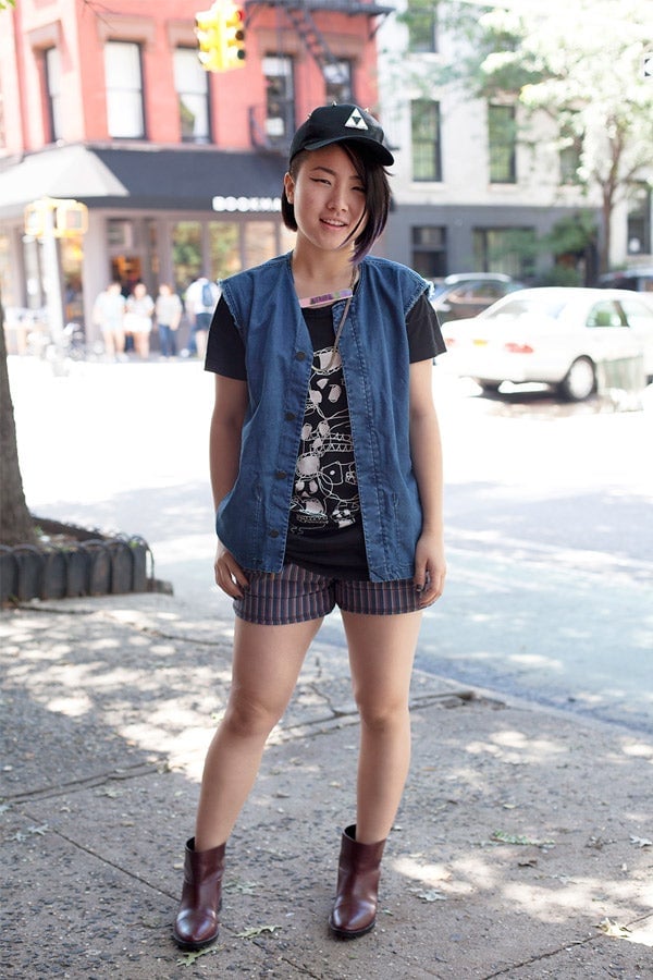 Band T-Shirt with Tapered Plaid Trousers — Grunge Style