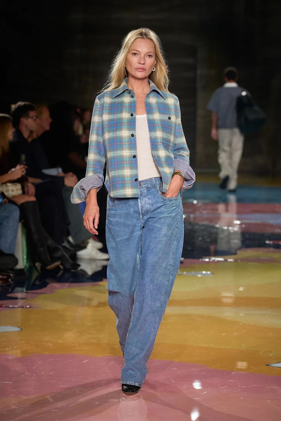 Plaid Shirt Jacket Over White Tank Top — Grunge Style