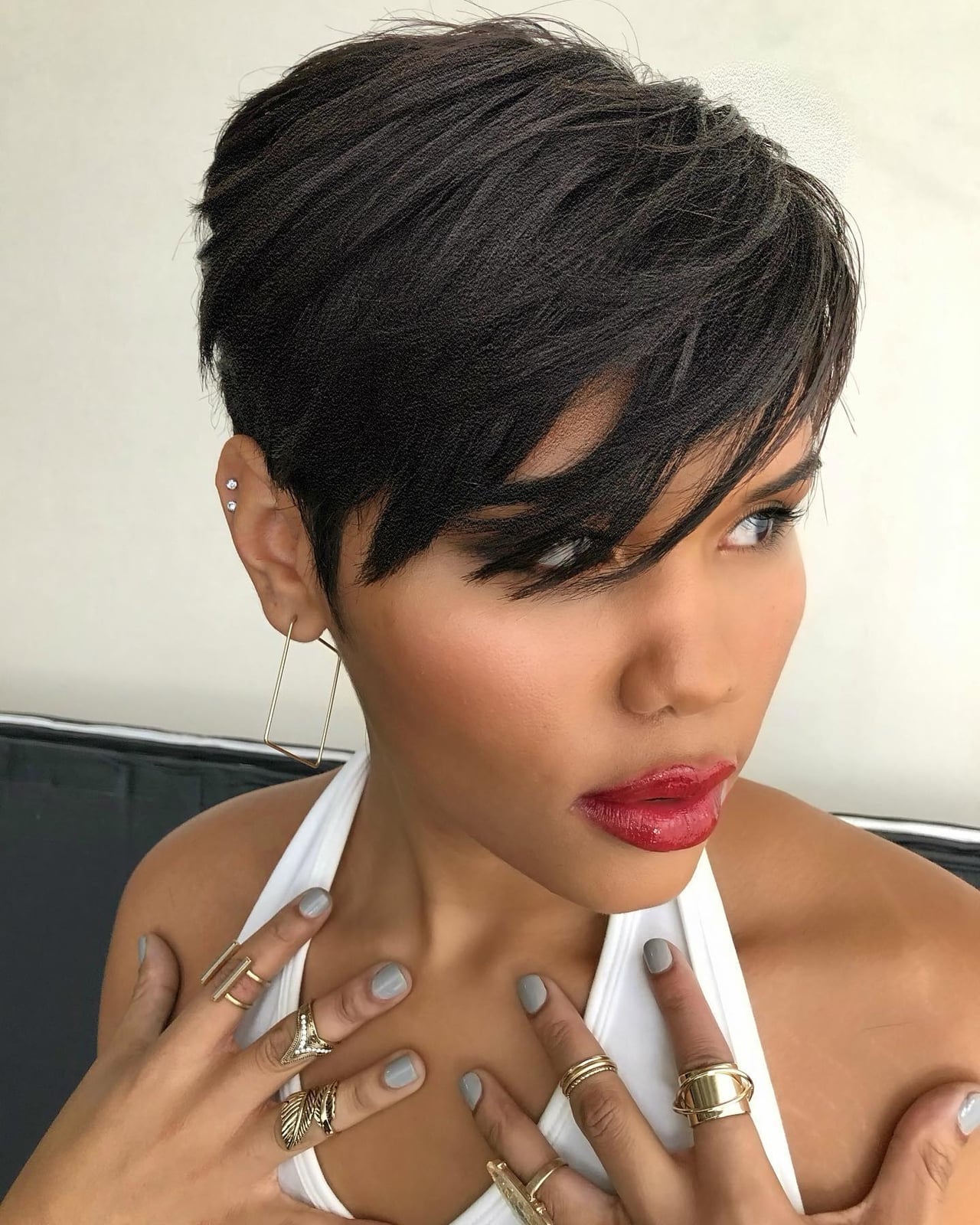 Asymmetrical Fringe Black Pixie — Haircuts for Black Women