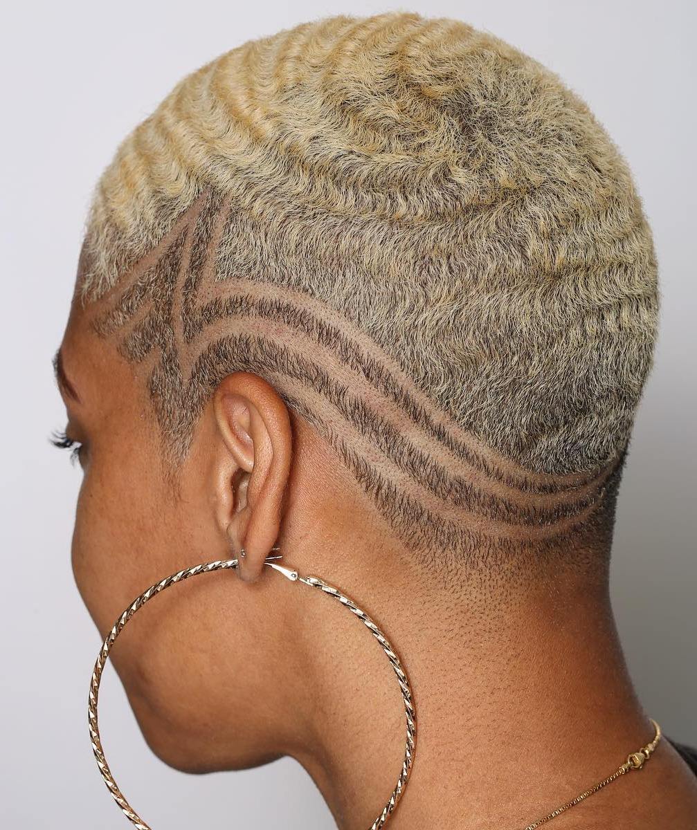 Undercut With Geometric Shaved Design — Haircuts for Black Women