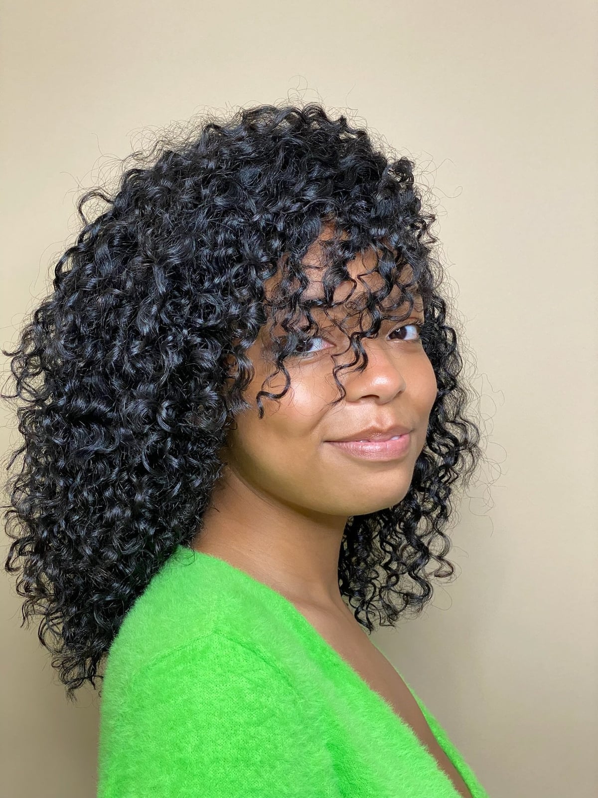 Shoulder Length Curly Cut With Full Fringe — Haircuts for Black Women