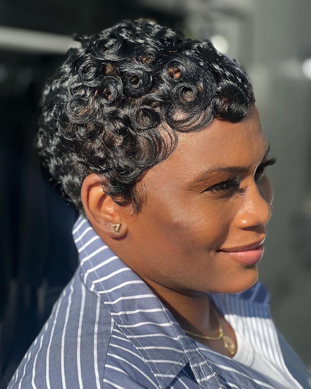 Sculpted Curly Pixie With Finger Waves — Haircuts for Black Women