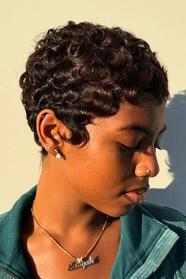 Textured Curly Pixie With Short Fringe — Haircuts for Black Women