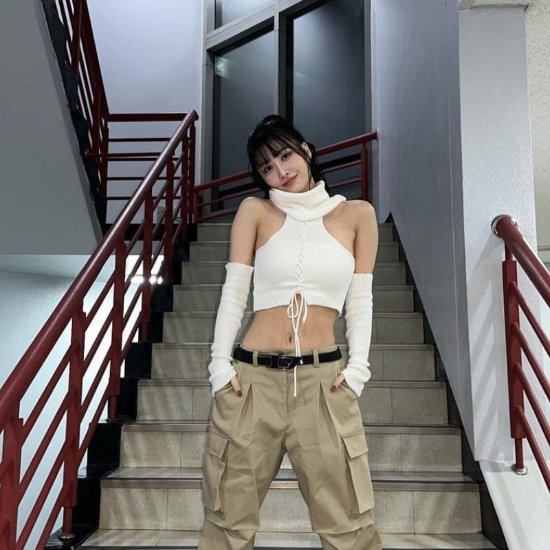 Cut-Out Halter Top and Cargo Pants Cut-Out Halter Top and Cargo Pants — K-pop Outfits