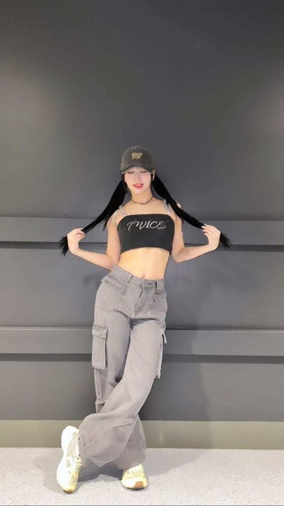 Graphic Crop Top and Cargo Pants Graphic Crop Top and Cargo Pants — K-pop Outfits