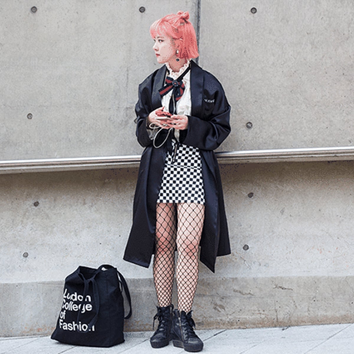 Oversized Coat with Fishnets Oversized Coat with Fishnets — K-pop Outfits
