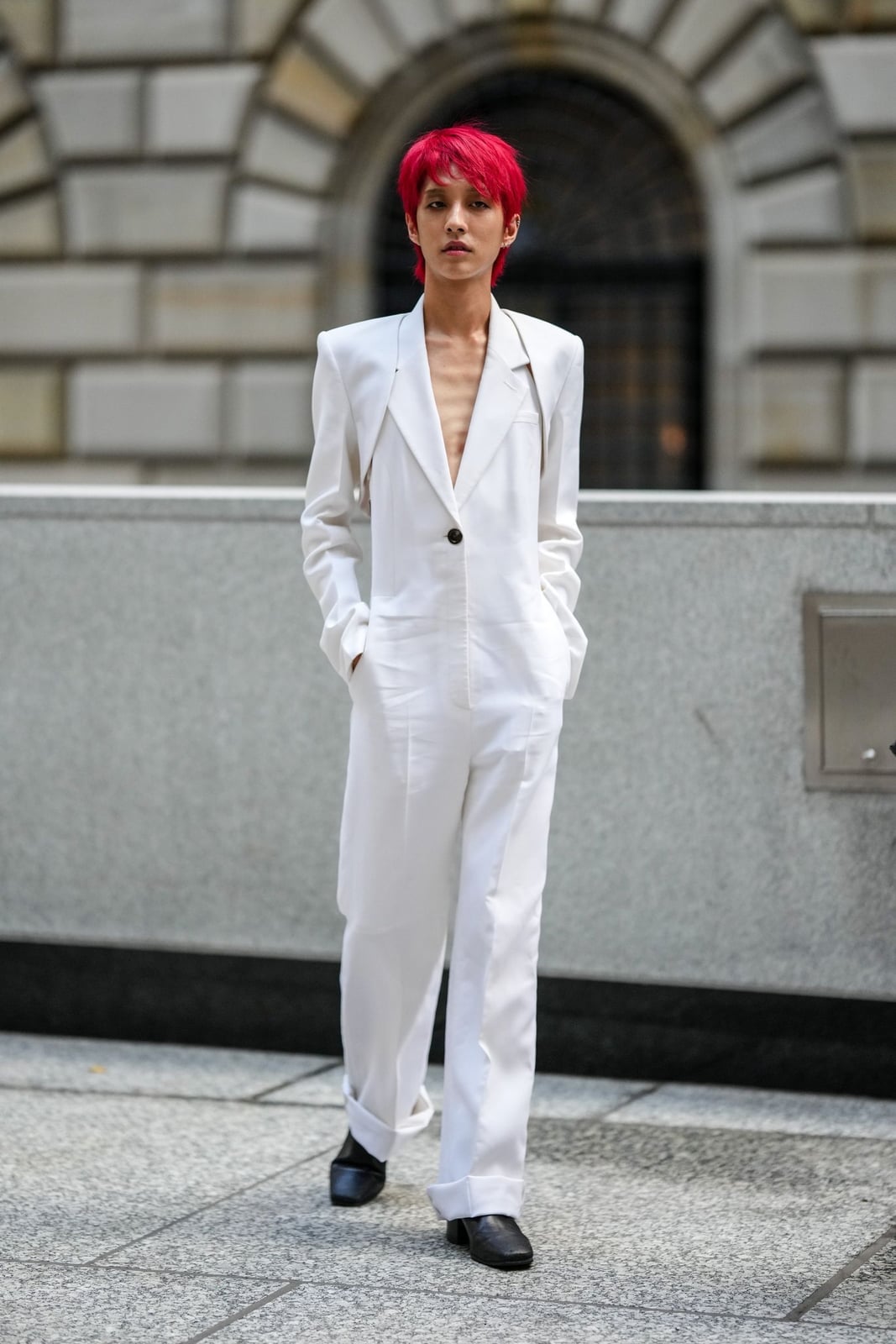 Structured White Jumpsuit Structured White Jumpsuit — K-pop Outfits