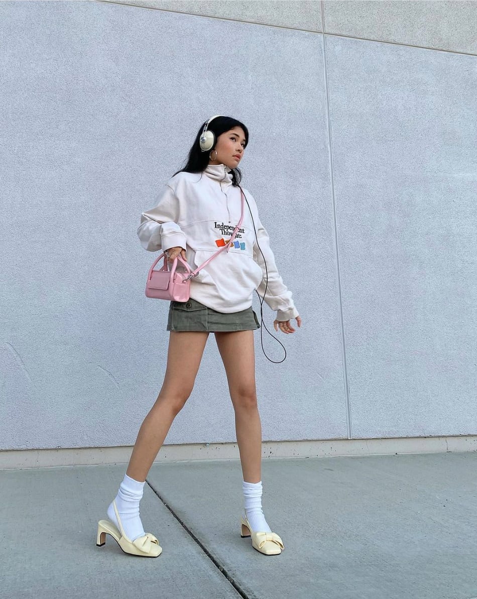 Graphic Hoodie and Mini Skirt Graphic Hoodie and Mini Skirt — K-pop Outfits