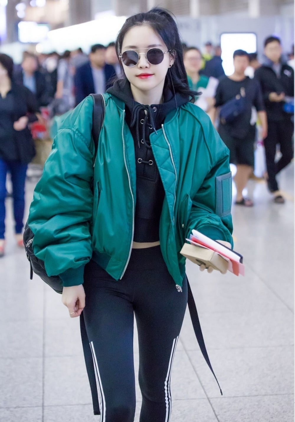 Bomber Jacket and Leggings Travel Style Bomber Jacket and Leggings Travel Style — K-pop Outfits