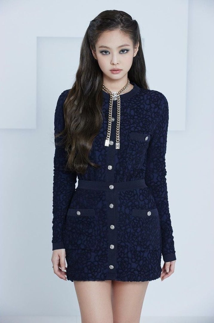 Navy Knit Jacket and Skirt Set Navy Knit Jacket and Skirt Set — K-pop Outfits