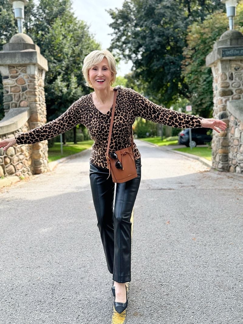 Leopard Top with Faux Leather Pants — Leopard Outfits