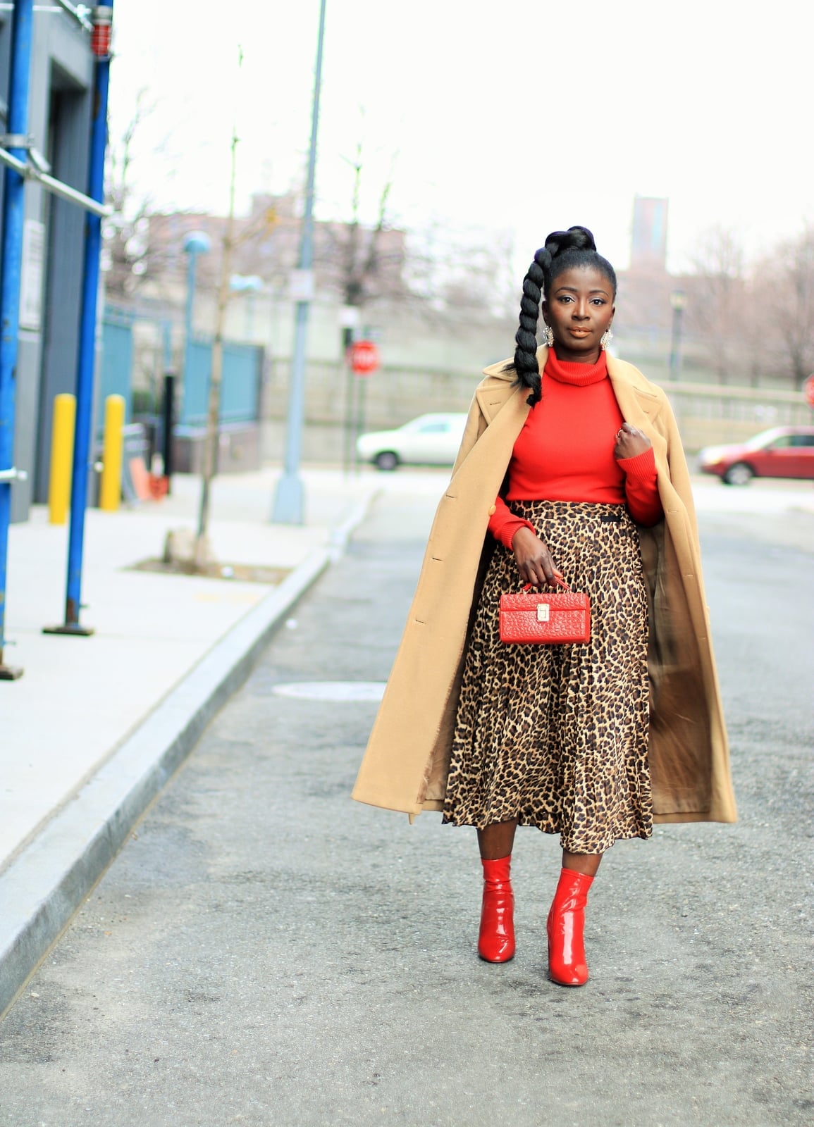 Leopard Midi Skirt with Red Accents — Leopard Outfits