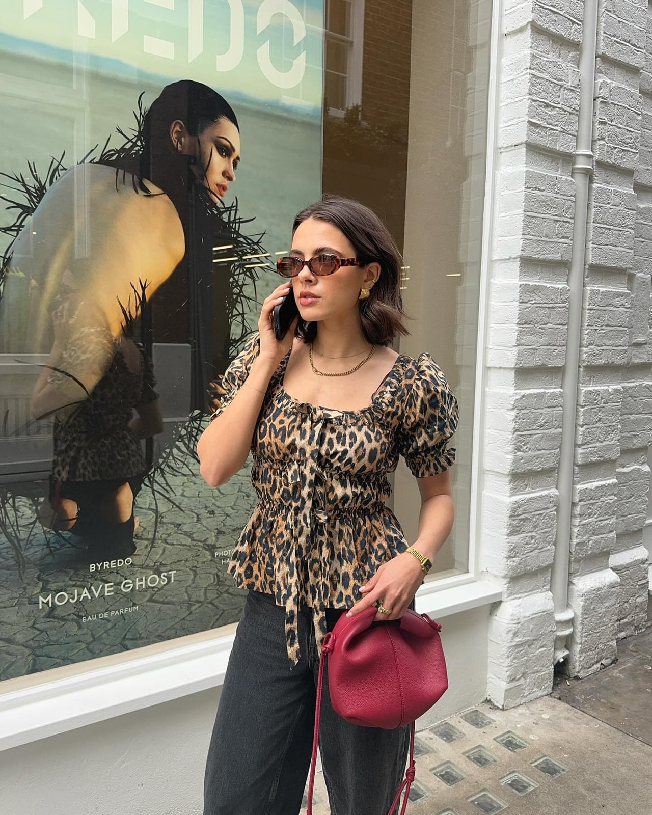 Leopard Puff-Sleeve Top with Jeans — Leopard Outfits