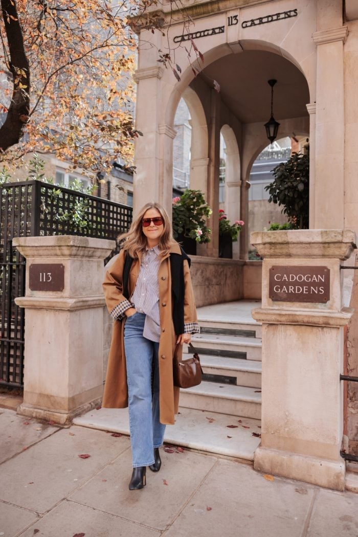 Camel Trench Coat With Striped Shirt — London Outfits