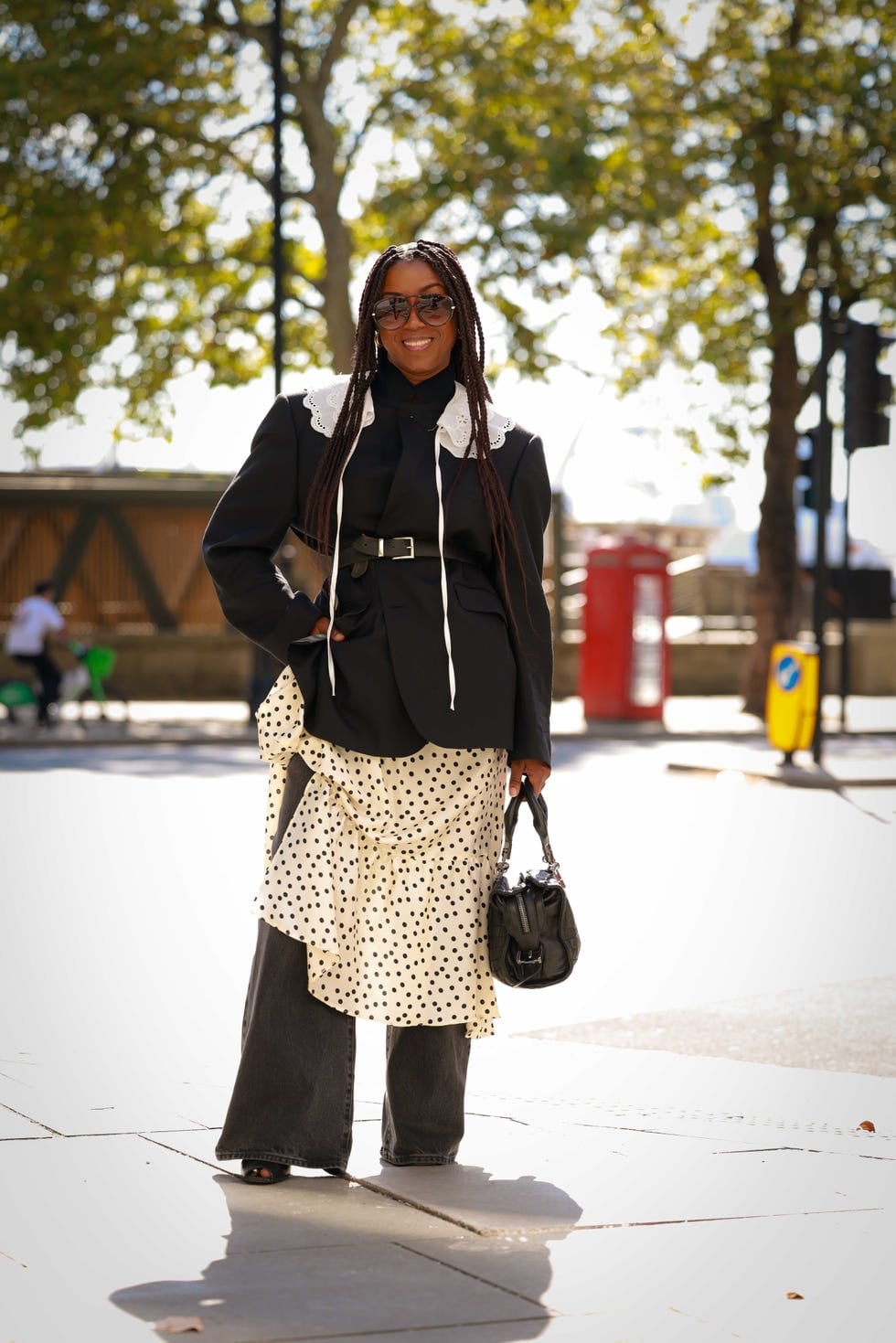 Oversized Blazer With Ruffled Collar — London Outfits
