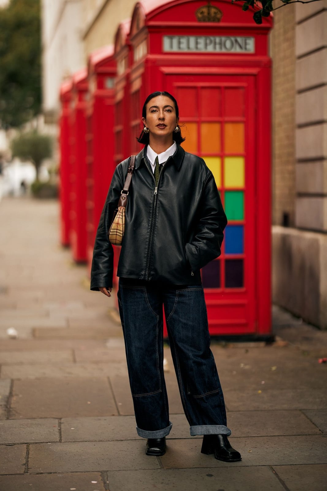 Leather Jacket With Wide Leg Denim — London Outfits