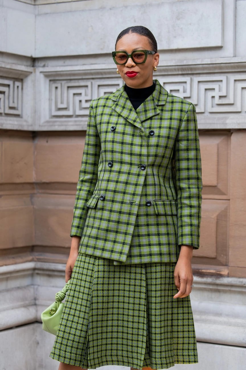 Green Plaid Suit With Black Turtleneck — London Outfits