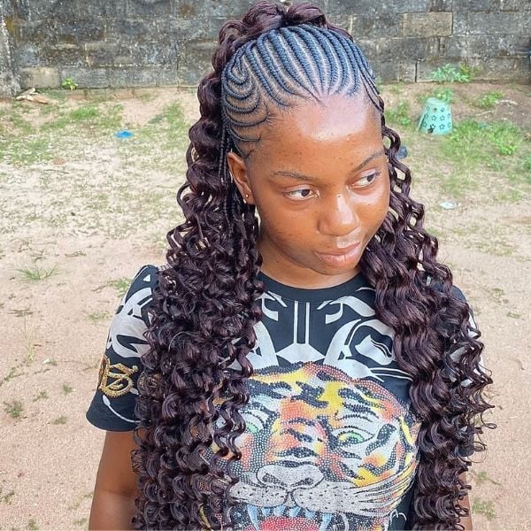 Cornrows With Curly Extensions Cornrows With Curly Extensions — Long Braids