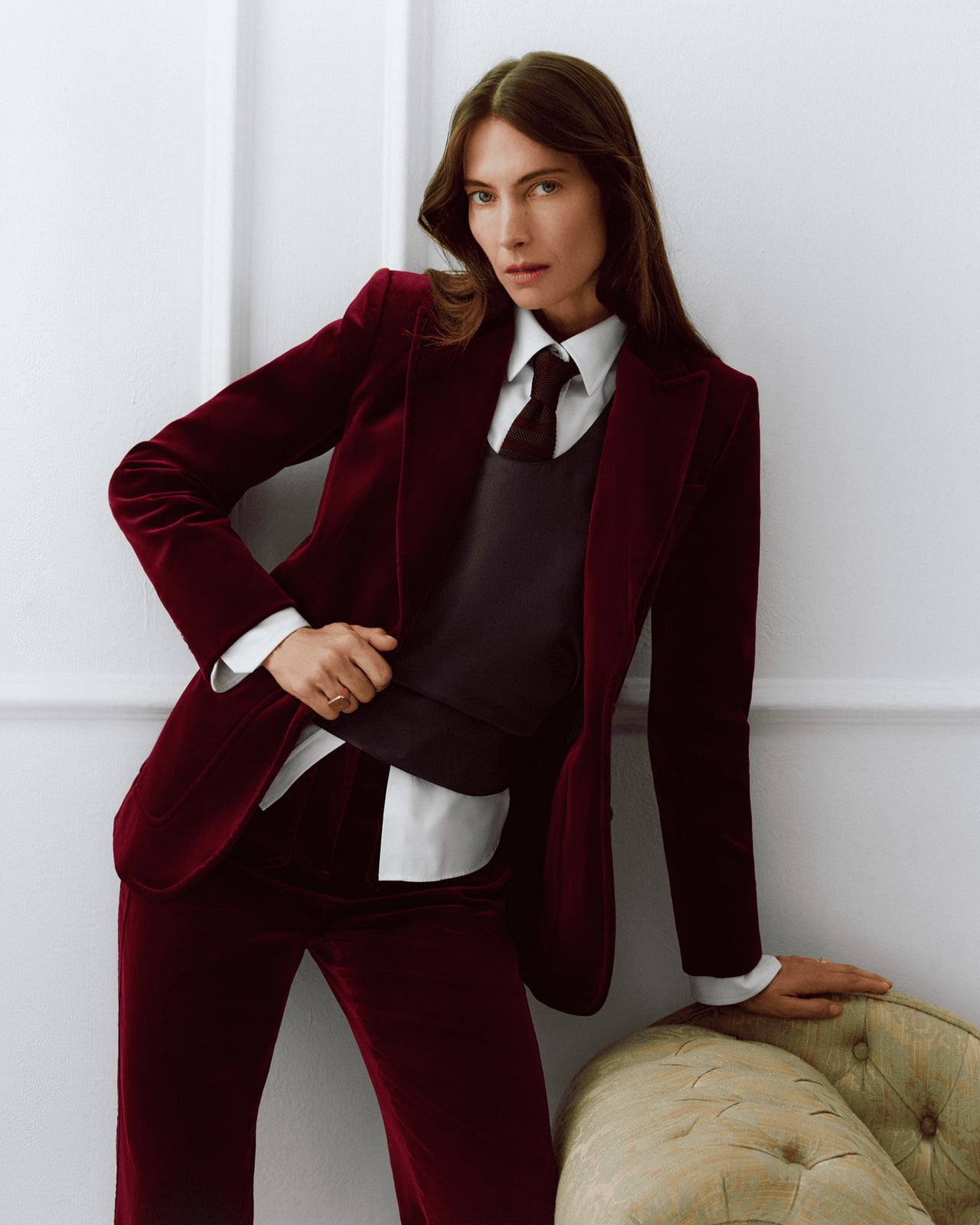 Burgundy Velvet Suit with Sweater Vest Burgundy Velvet Suit with Sweater Vest — Luxury Outfits