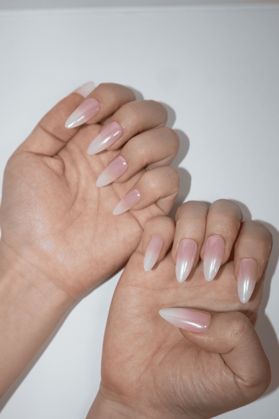 Milky Nude Ombre Medium Almond — Medium Almond Nails