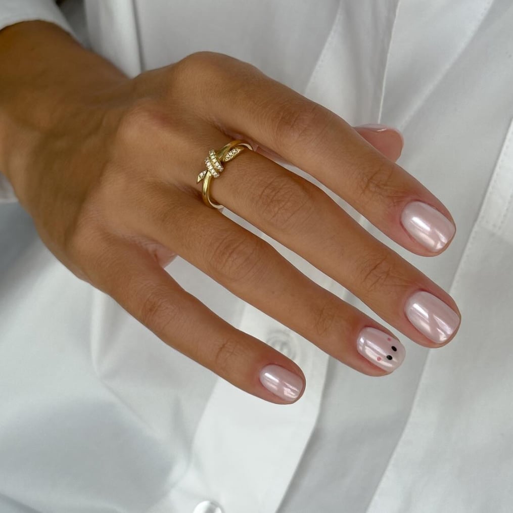 Diagonal Line French Short Square Nails — Minimalist Nails