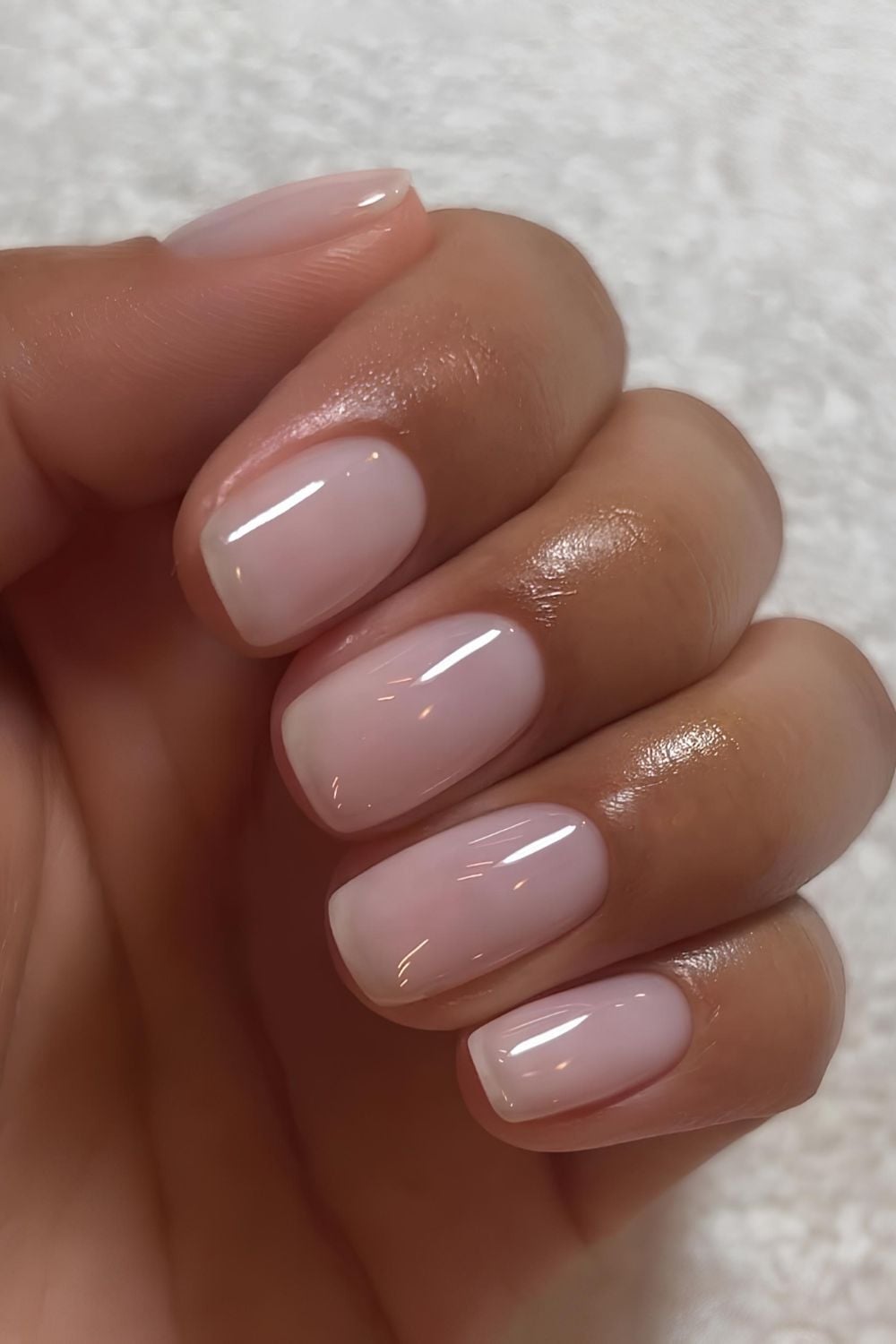 Flawless Milky Sheer Pink Short Square Nails — Minimalist Nails