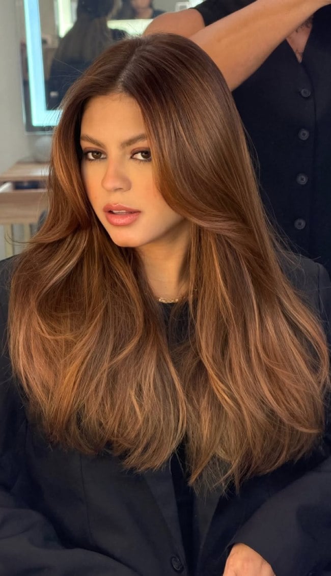 Collarbone Mocha Brown With Caramel Highlights — Mocha Brown Hair