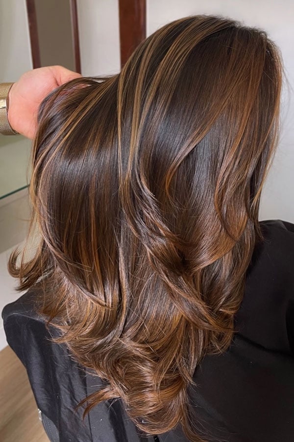 Long Caramel Mocha Brown Multi-Dimensional Waves — Mocha Brown Hair