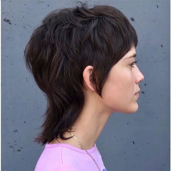 Collarbone Dark Brown Mullet With Textured Blowout Collarbone Dark Brown Mullet With Textured Blowout — Mullet Hairstyles