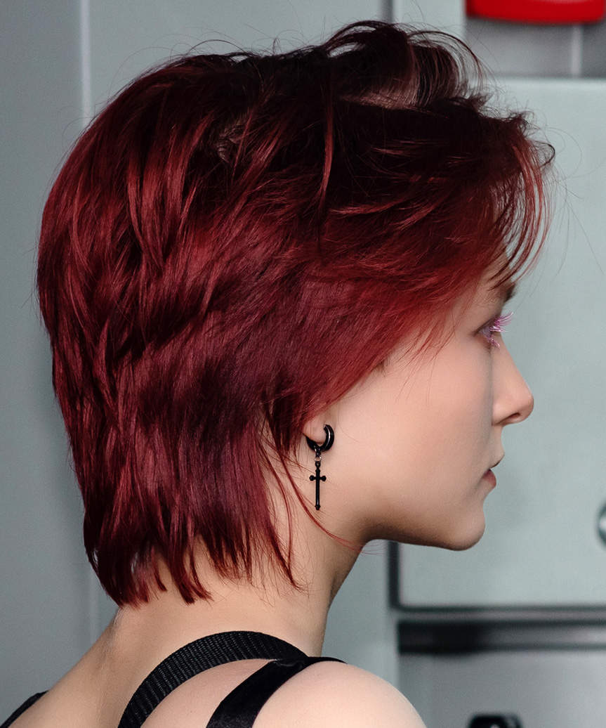 Deep Red Mullet With Wispy Bangs Deep Red Mullet With Wispy Bangs — Mullet Hairstyles