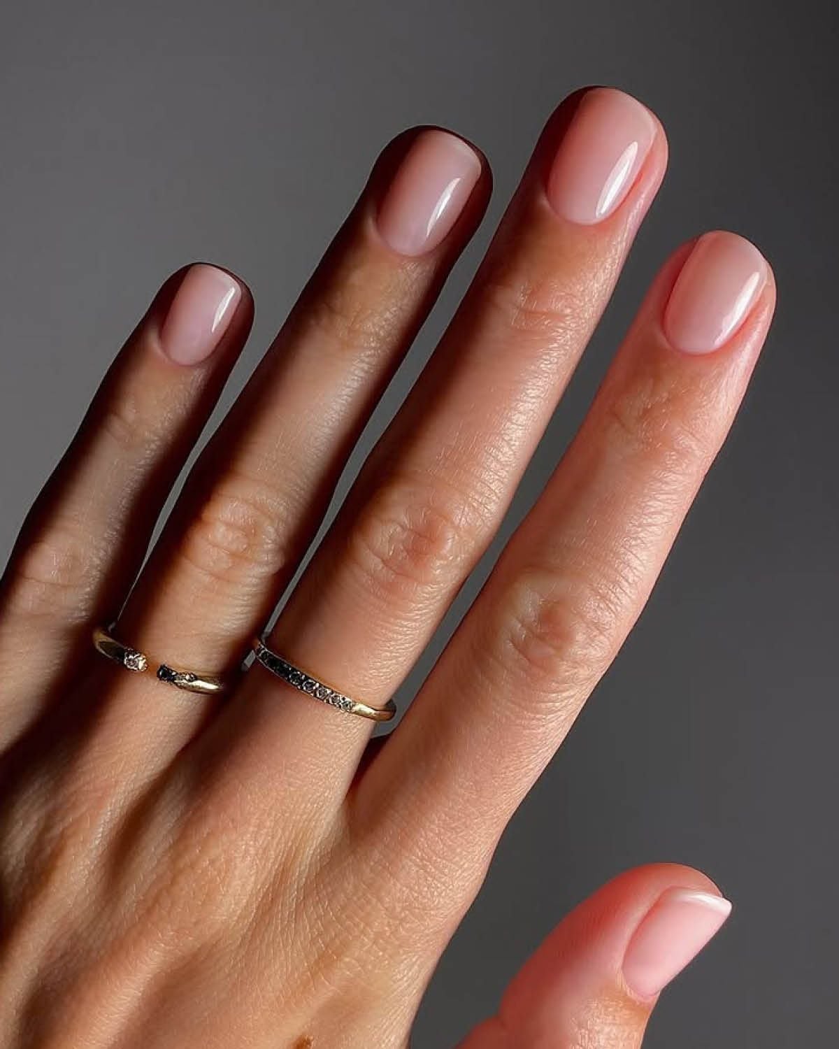 Sheer Light Pink Nude Glossy Short Soft Square Nails — One Color Nails