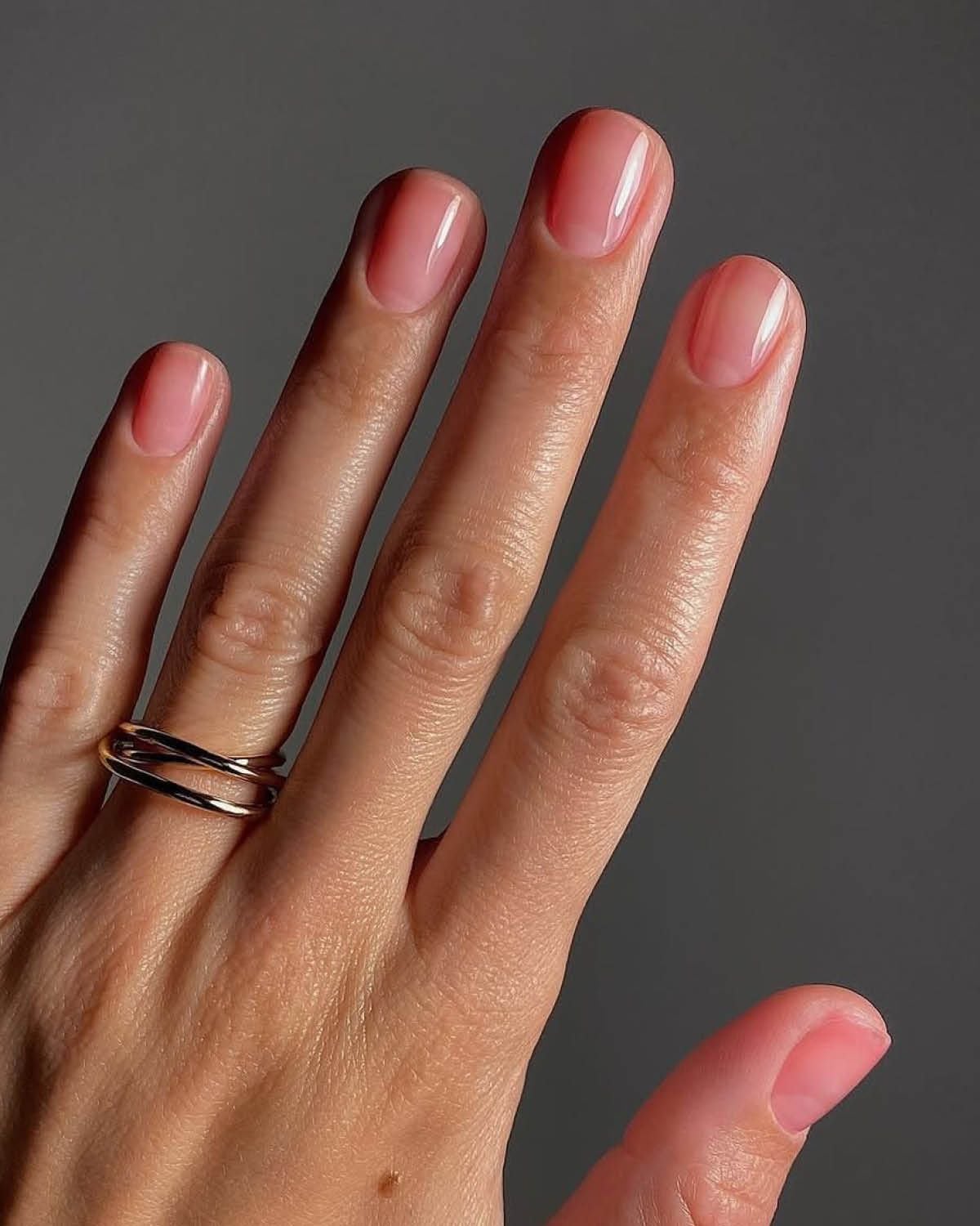 Sheer Milky Pink Nude Glossy Short Oval Nails — One Color Nails