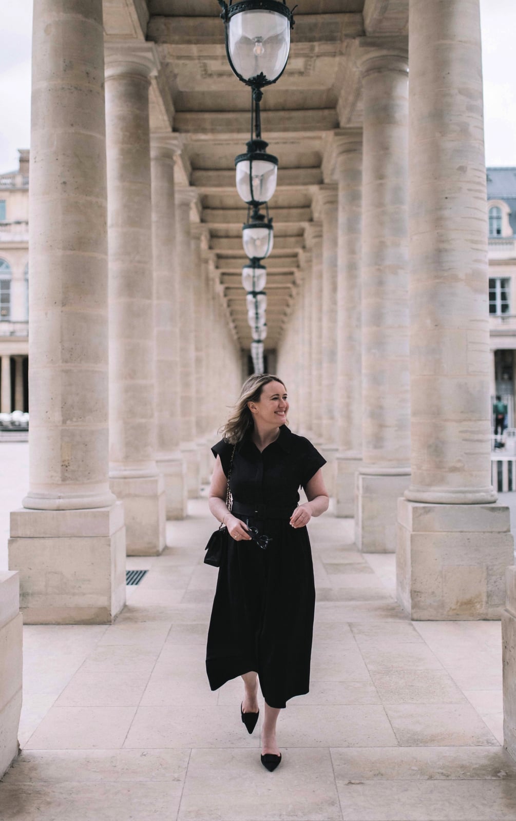 Belted black midi dress — Parisian Style