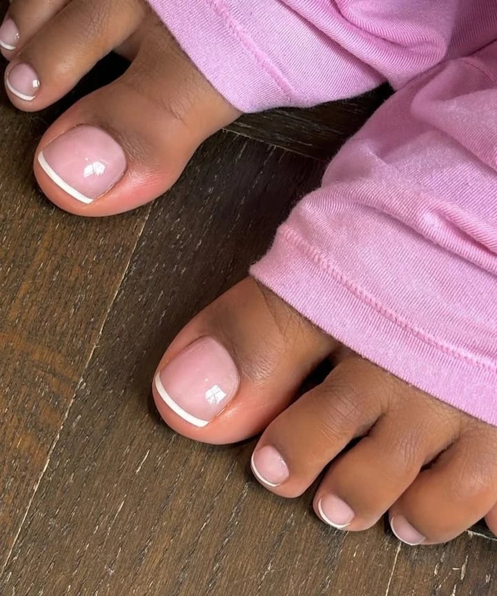 Classic French Tip Short Square Pedicure — Pedicure Nails