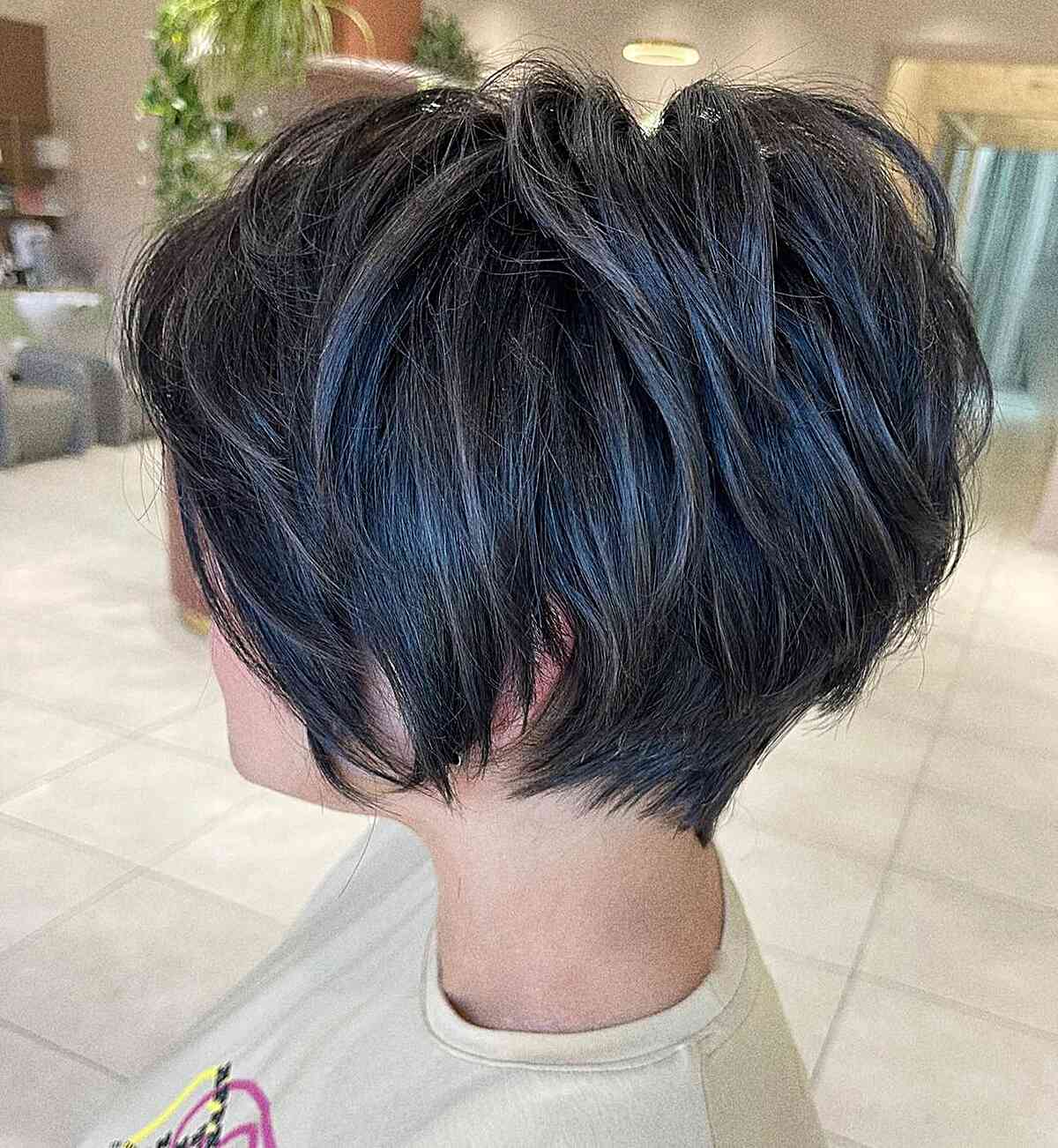 Textured Dark Layered Bob — Pixie Bob