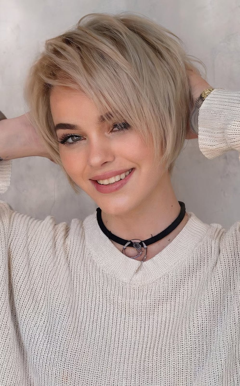 Chin Length Ash Blonde Bob — Pixie Bob