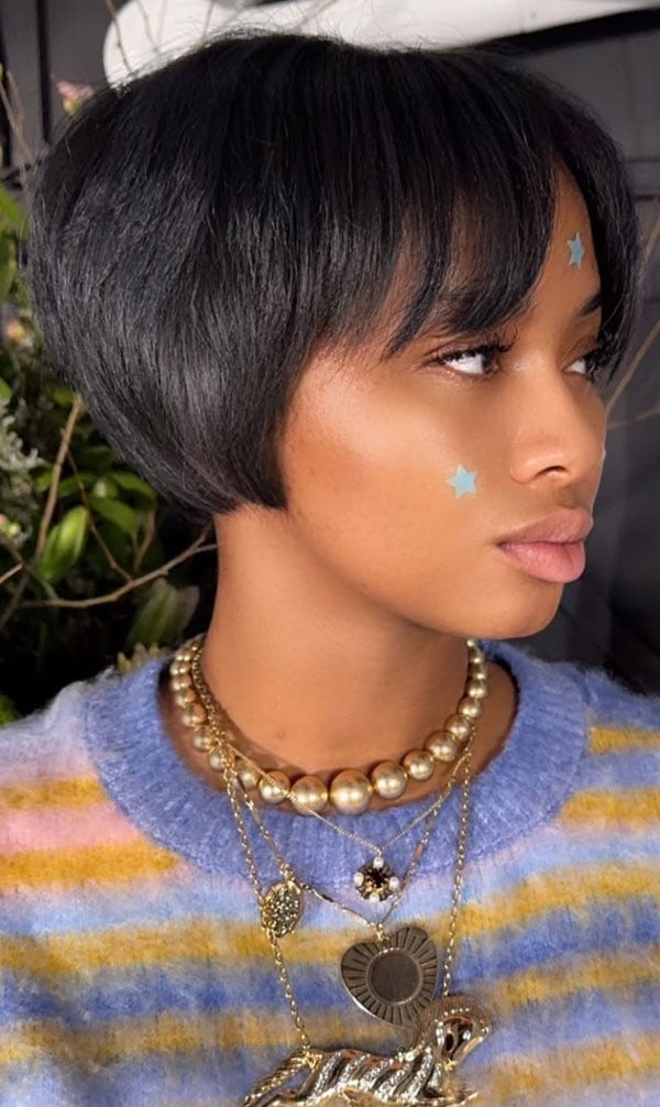 Black Pixie Bob With Straight Fringe