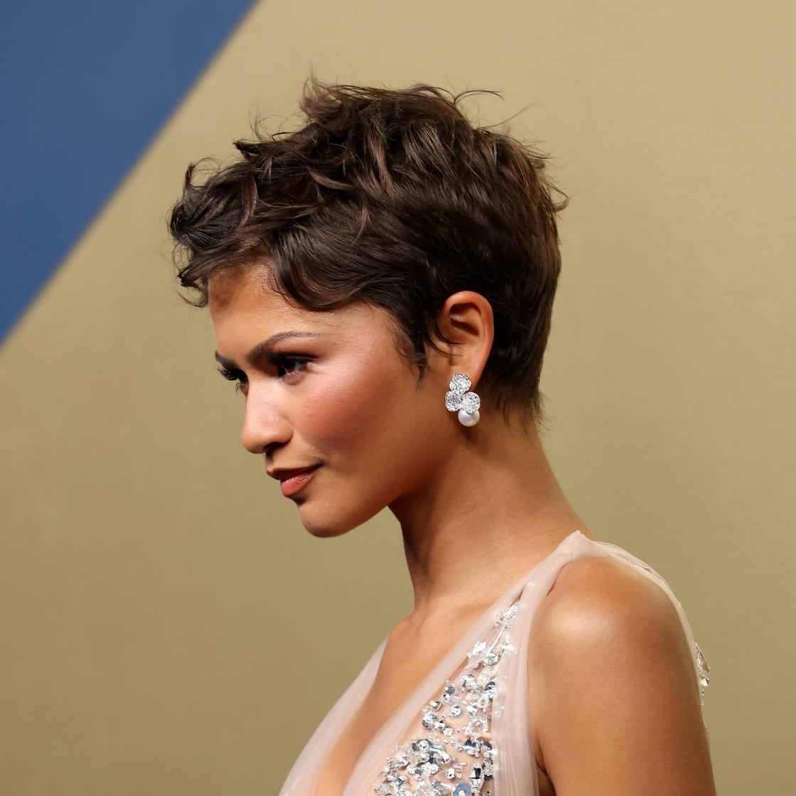 Textured Dark Brown Wavy Pixie, ухо — Pixie Hairstyles