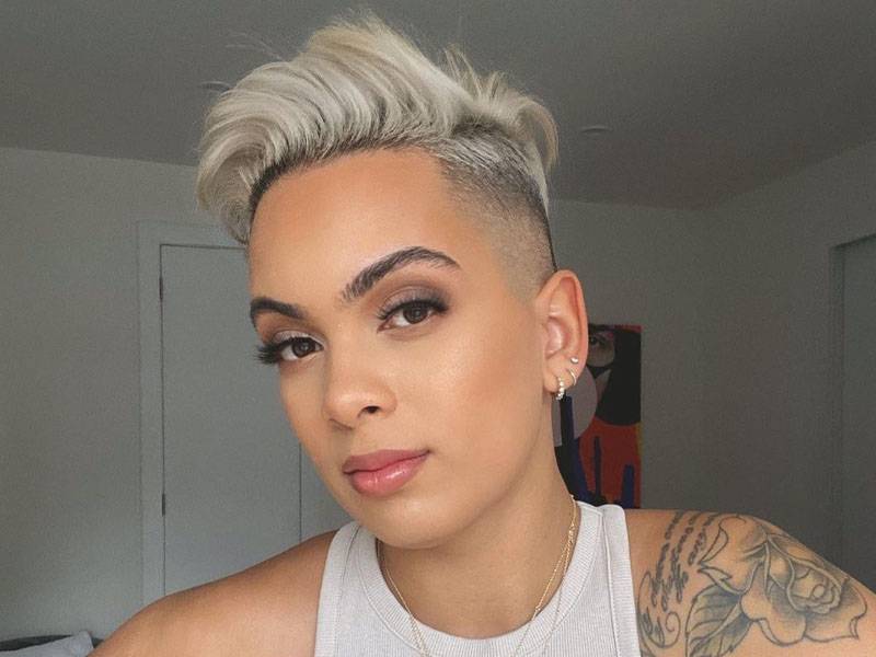 Platinum Blonde Pixie Undercut With Slicked Top — Pixie Hairstyles