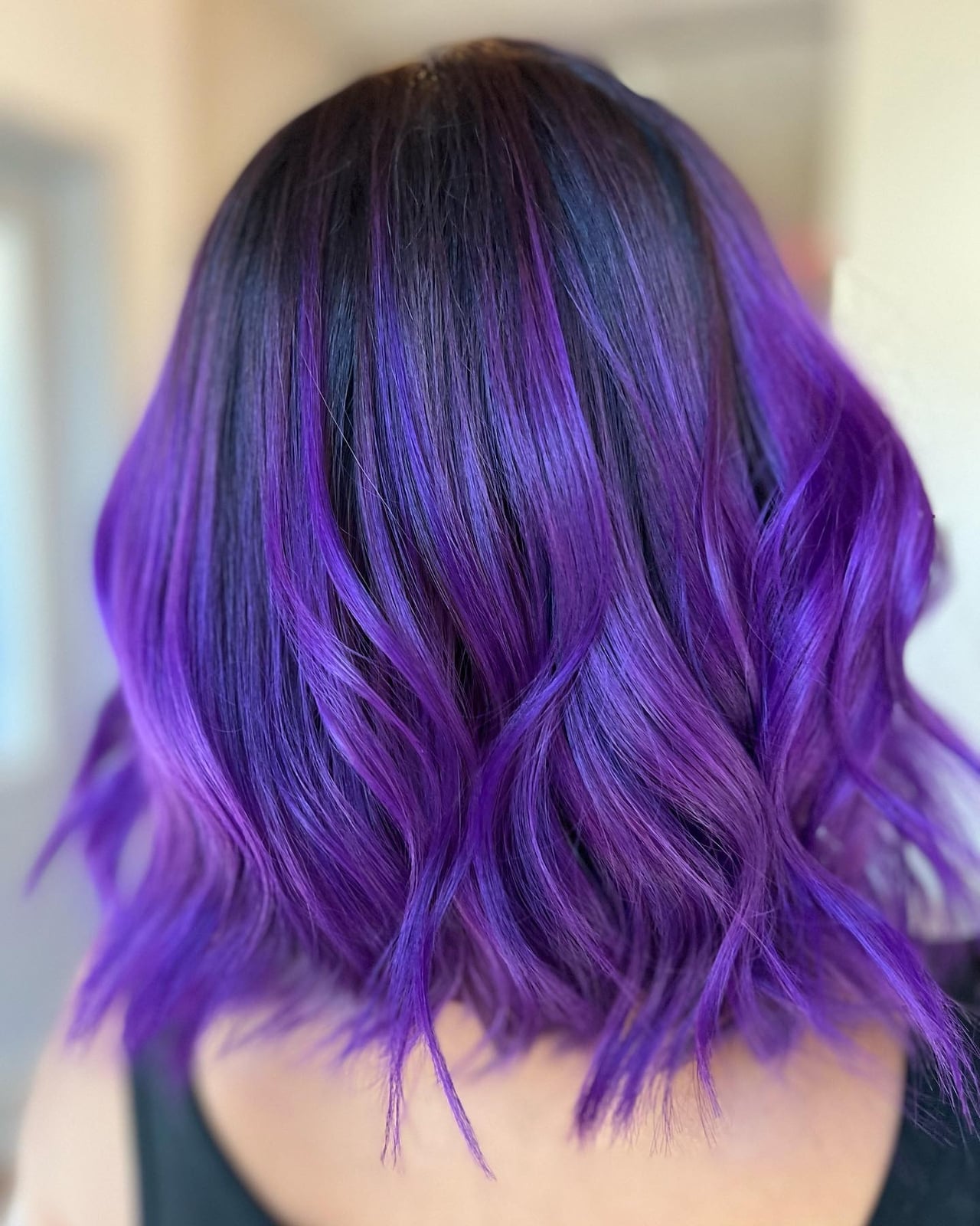 Mid-Back Rich Purple With Subtle Highlights — Purple Hair Dye Inspiration