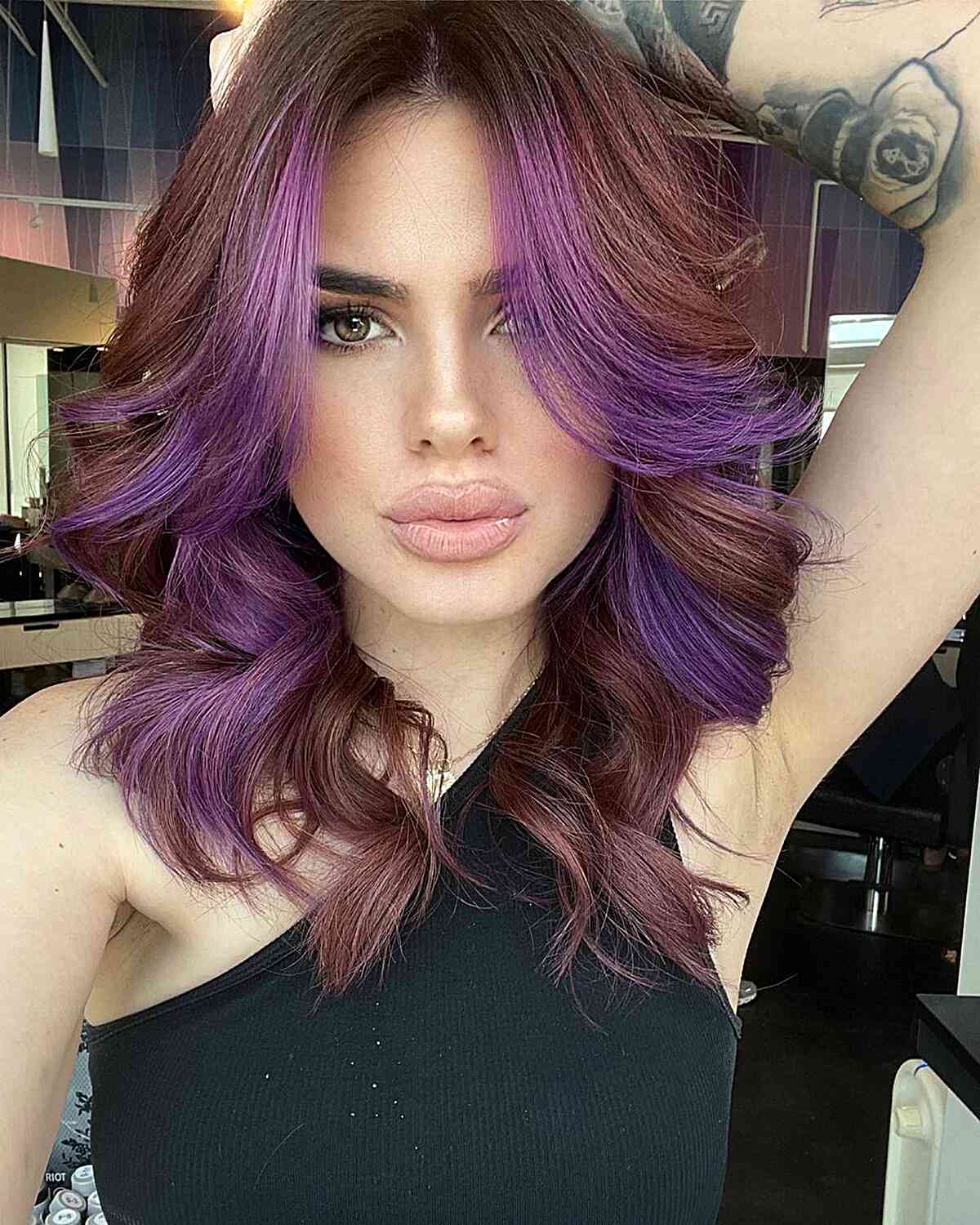 Collarbone Lavender Purple With Root Shadow — Purple Hair Dye Inspiration