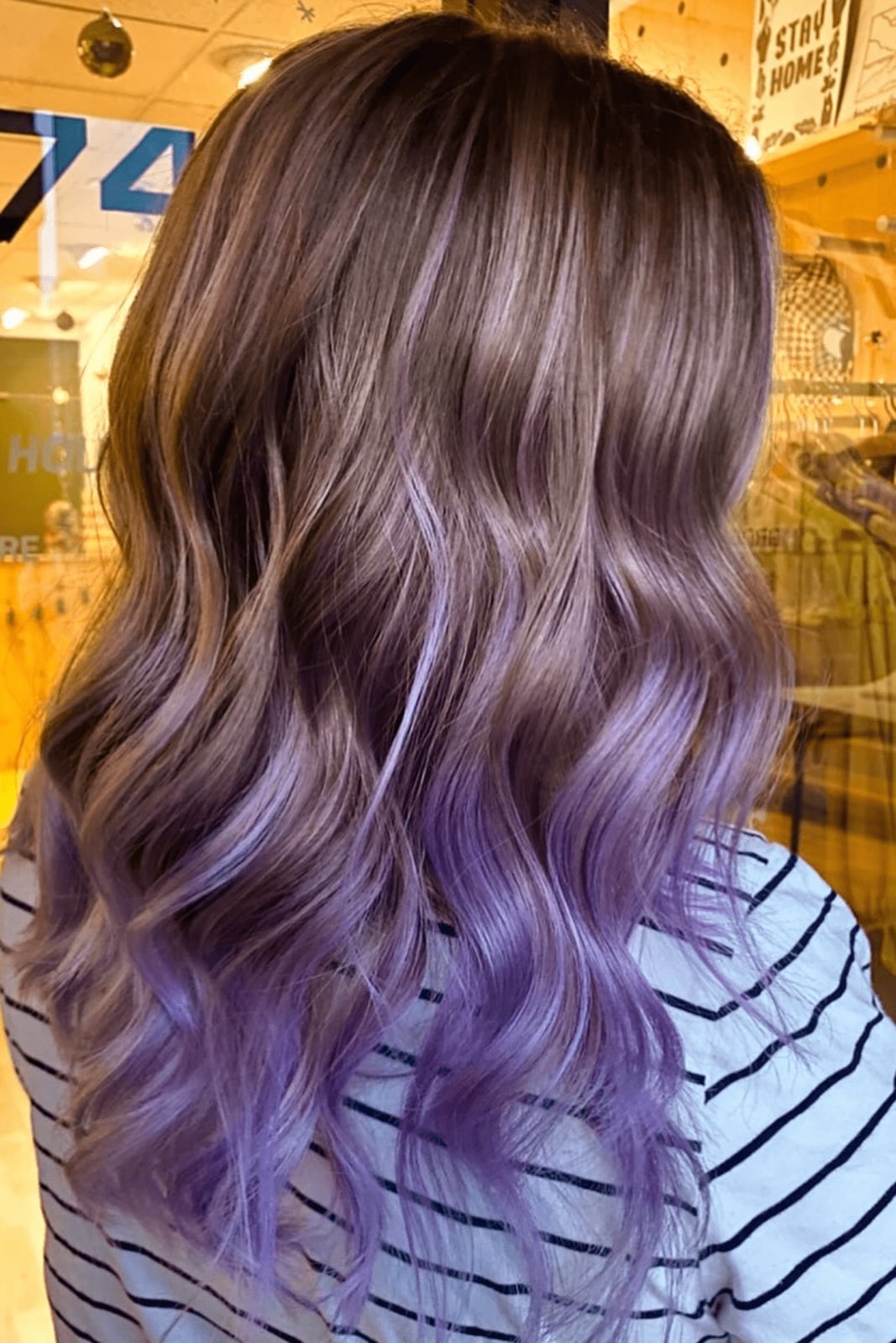 Collarbone Brown Base With Purple Balayage — Purple Hair Dye Inspiration