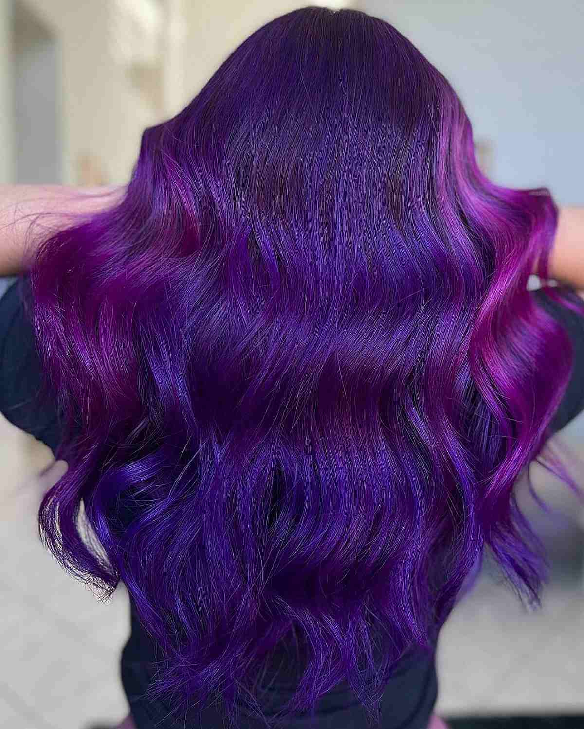 Mid-Back Vibrant Purple With Darker Undertones — Purple Hair Dye Inspiration