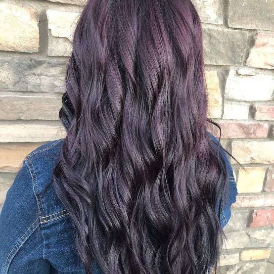 Mid-Back Dark Purple With Blue-Black Undertones — Purple Hair Dye Inspiration