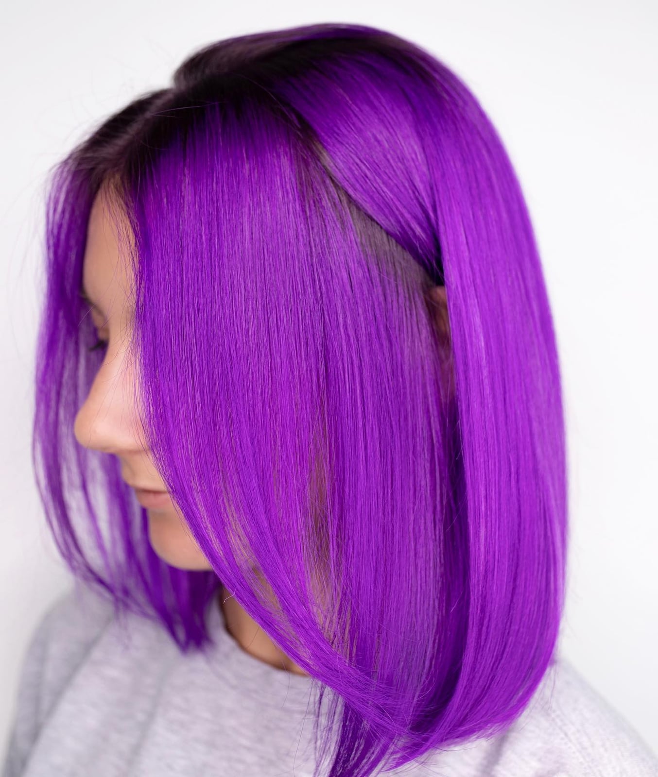Collarbone Thick Straight Neon Purple — Purple Hair Dye Inspiration