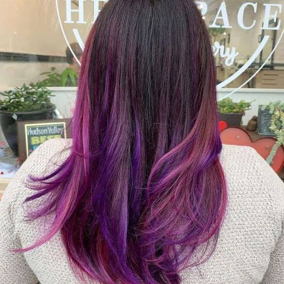 Mid-Back Dark Purple And Magenta Ombre — Purple Hair Dye Inspiration