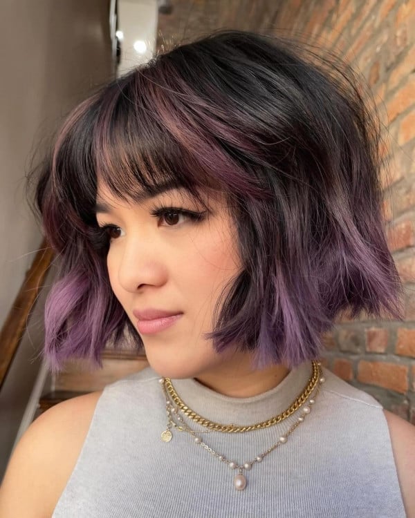 Collarbone Bob With Purple Dip Dye Ends — Purple Hair Dye Inspiration