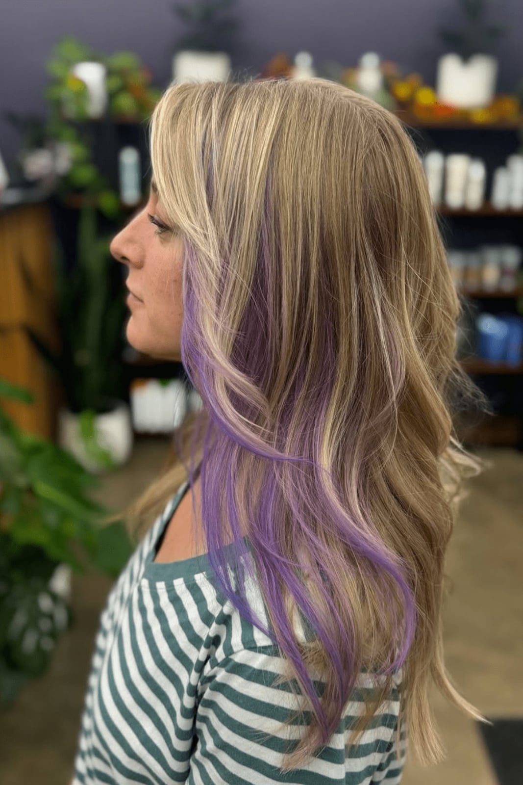 Collarbone Blonde With Subtle Purple — Purple Hair Dye Inspiration